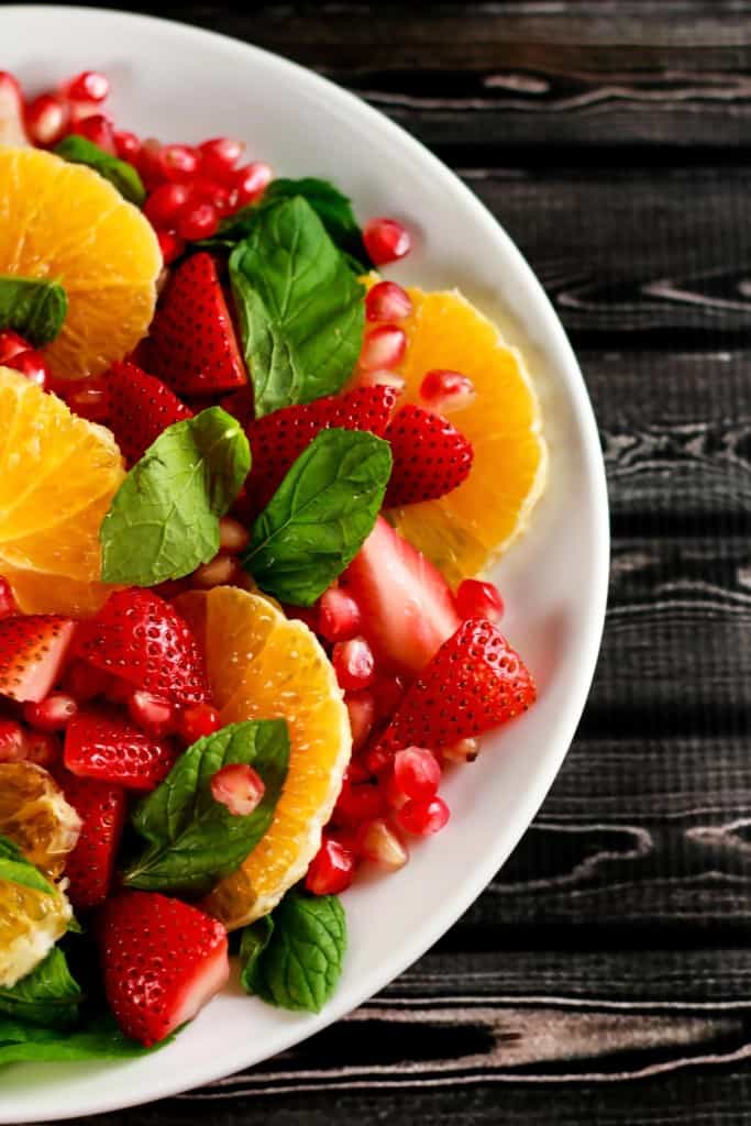 Healthy Orange Pomegranate Salad - This no-cook salad is not only beautiful to look at but delicious as well! It’s the perfect summer salad and looks so instagram-able! Have it ready in under 10 mins!! | ScrambledChefs.com