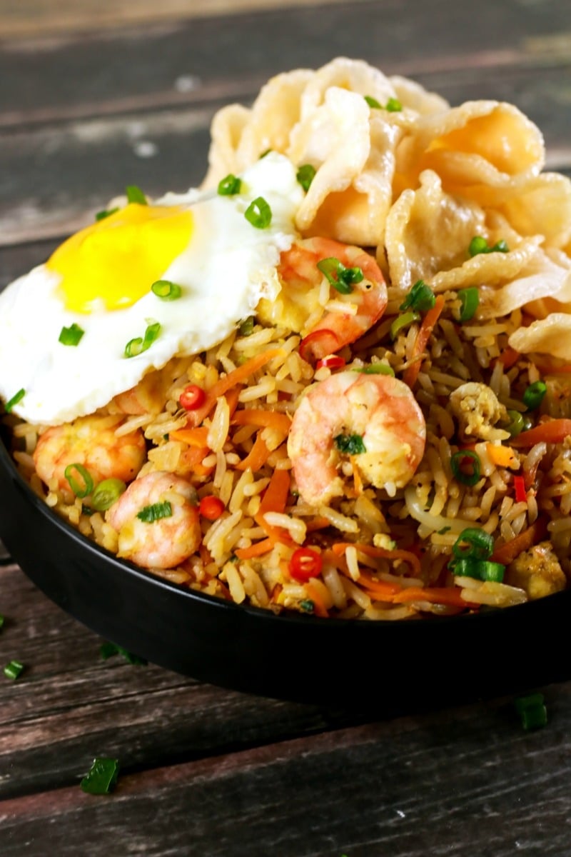Spicy Indonesian Fried Rice Shrimp Nasi Goreng | ScrambledChefs.com