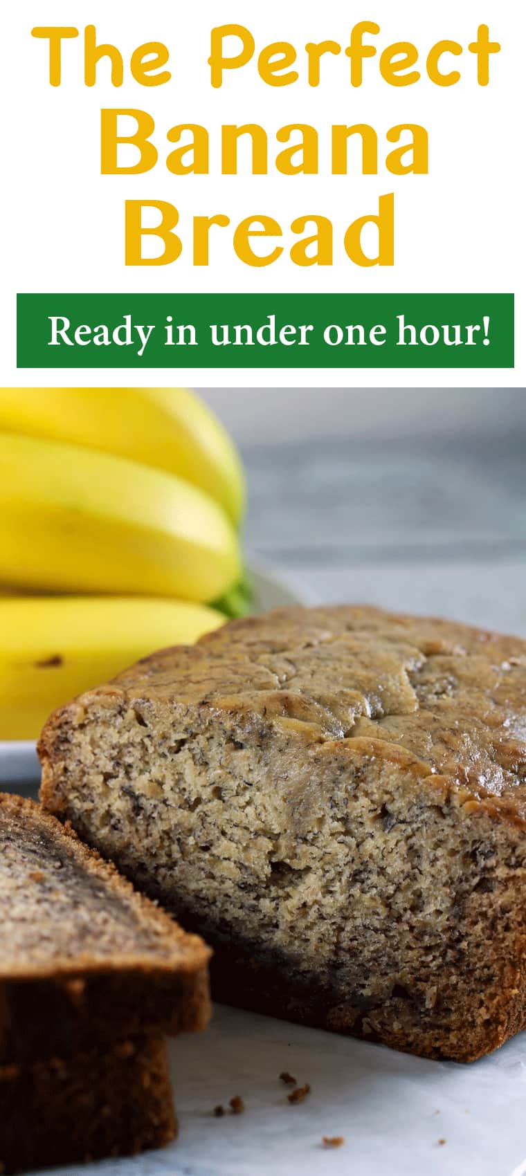 The Perfect Banana Bread - Banana bread is such a classic and delicious dessert! And we have the PERFECT recipe for you! This recipe will give you yummy, mouth-watering banana bread in under one hour! | ScrambledChefs.com