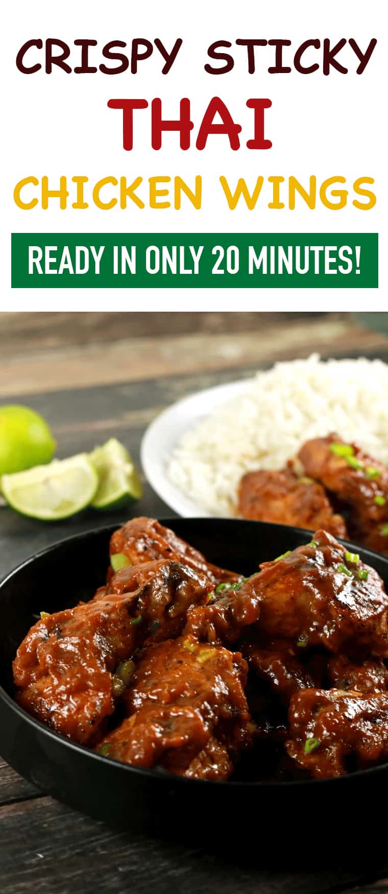 Crispy Sticky Thai Chicken Wings - These Thai chicken wings have a crispy outside coated with this spicy and delicious sticky sauce! It's so delicious that you'll be left licking your fingers in the end!! We absolutely LOVE it!| ScrambledChefs.com