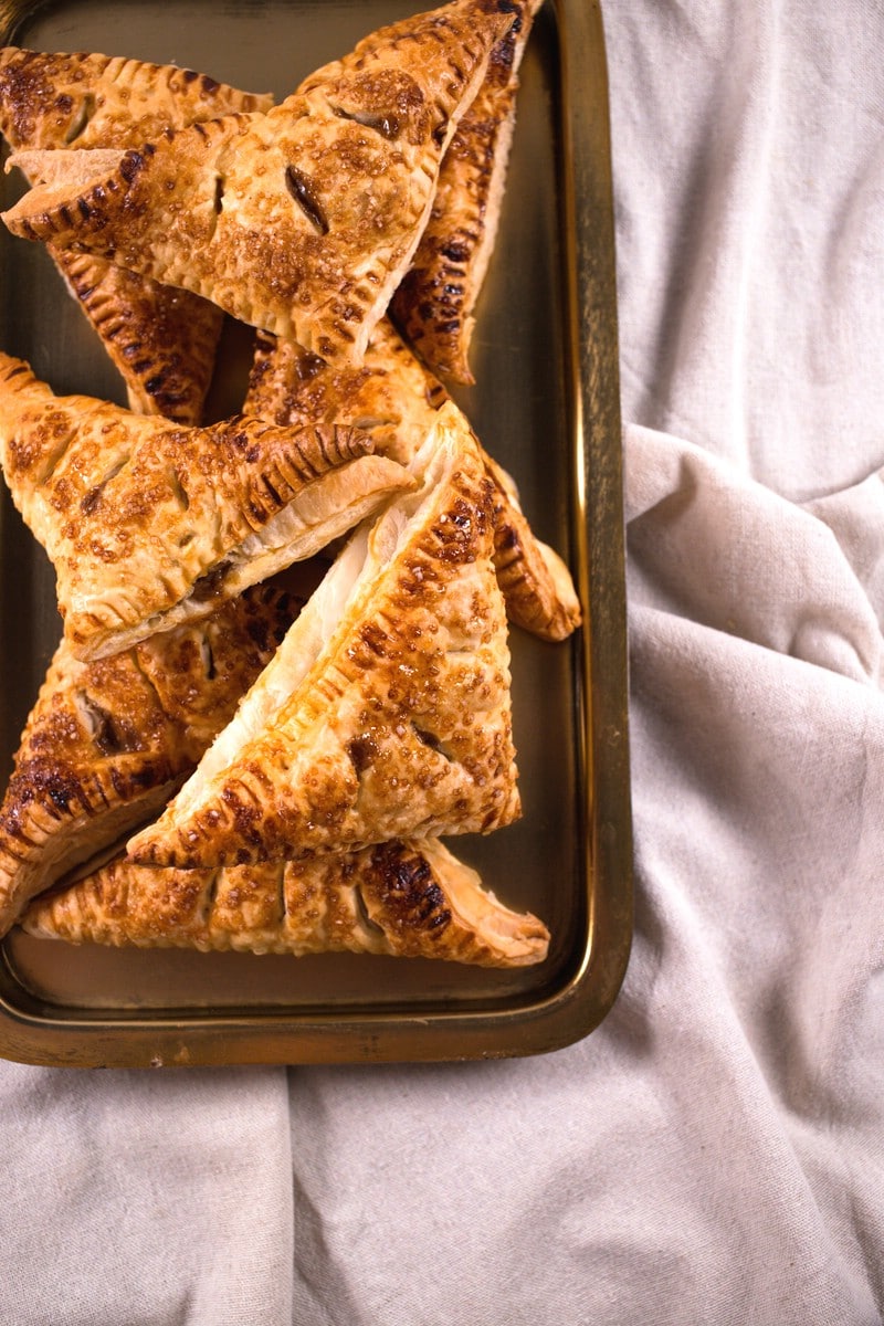Baking sheet with pear turnover recipe