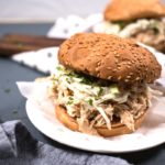 Up close pulled chicken sandwiches