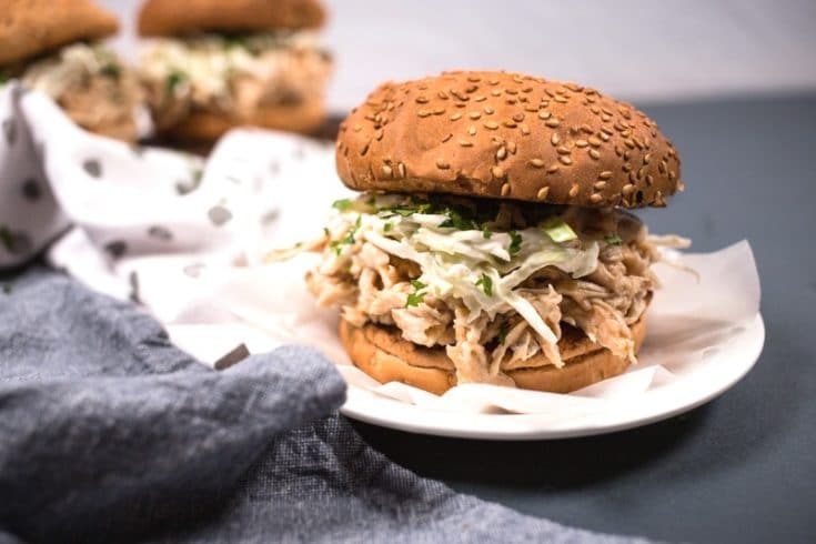 Slow Cooker Sweet BBQ Pulled Chicken Sandwiches with Slaw