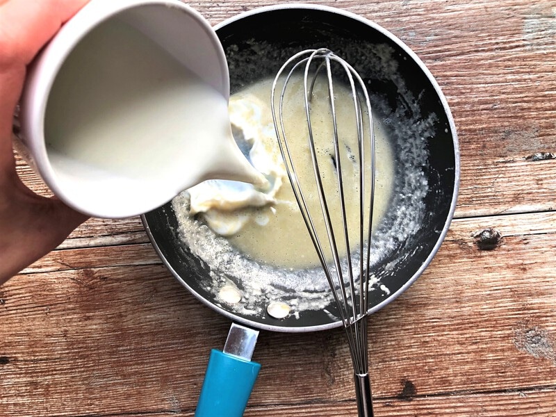 Mixing in milk to sauce