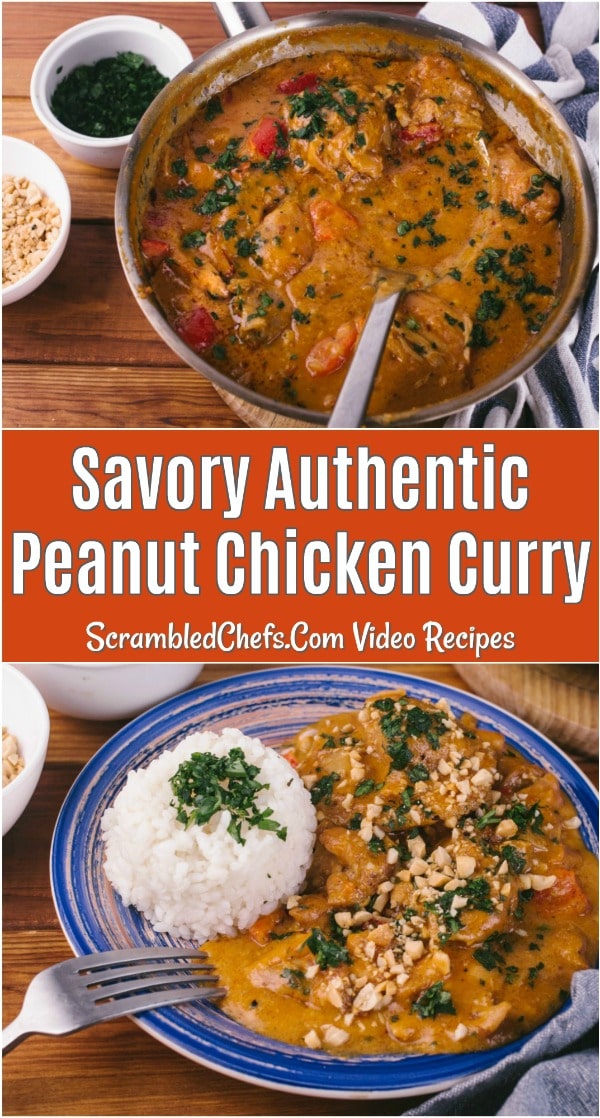 Peanut chicken curry collage photo.