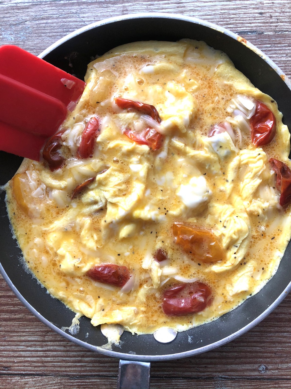 Cooking frittata on stove top