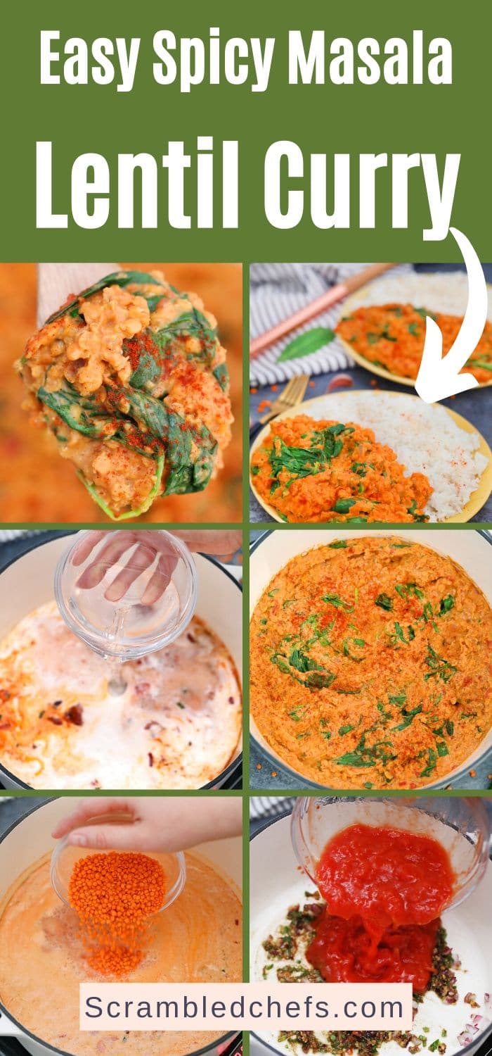 Red lentil curry collage