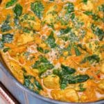 Skillet of thai coconut chicken curry