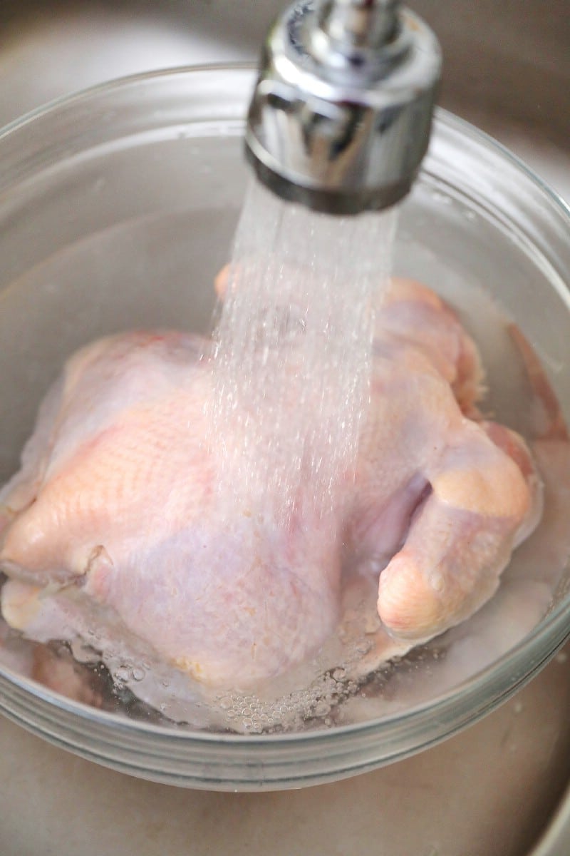 Rinsing whole chicken