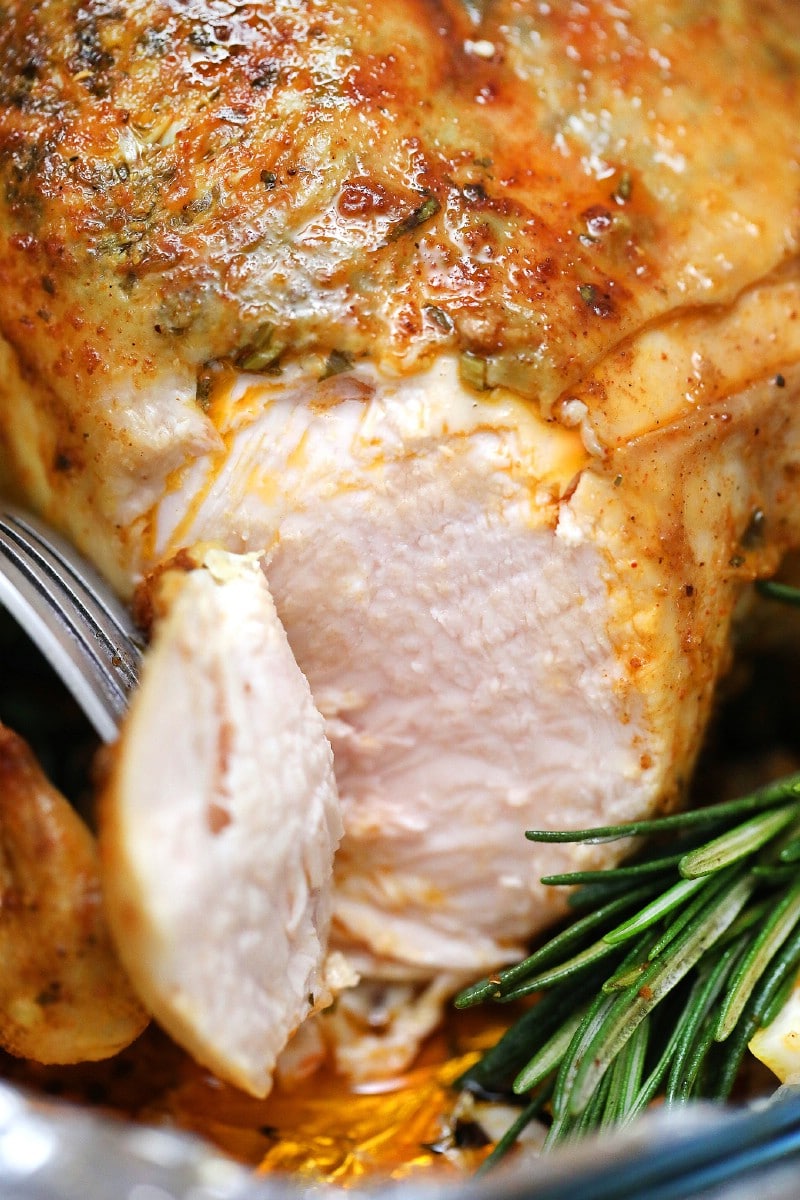 Sliced roast chicken breast