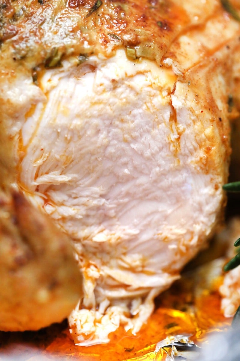 Sliced roast chicken breast