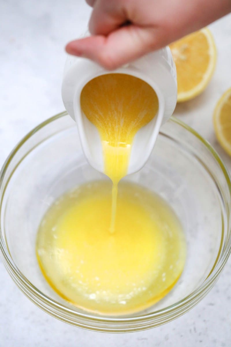 Melted butter pouring into bowl