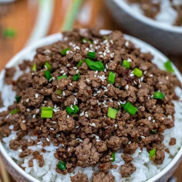 Bowls of korean ground beef with rice