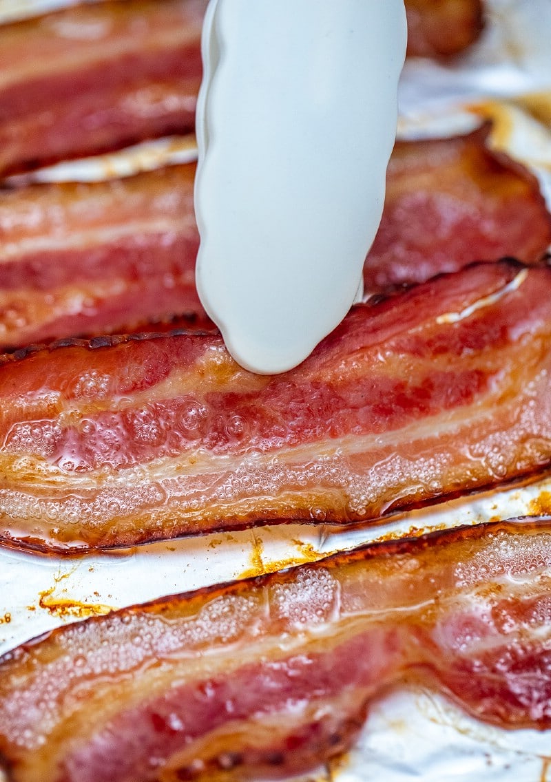 Bacon on baking sheet