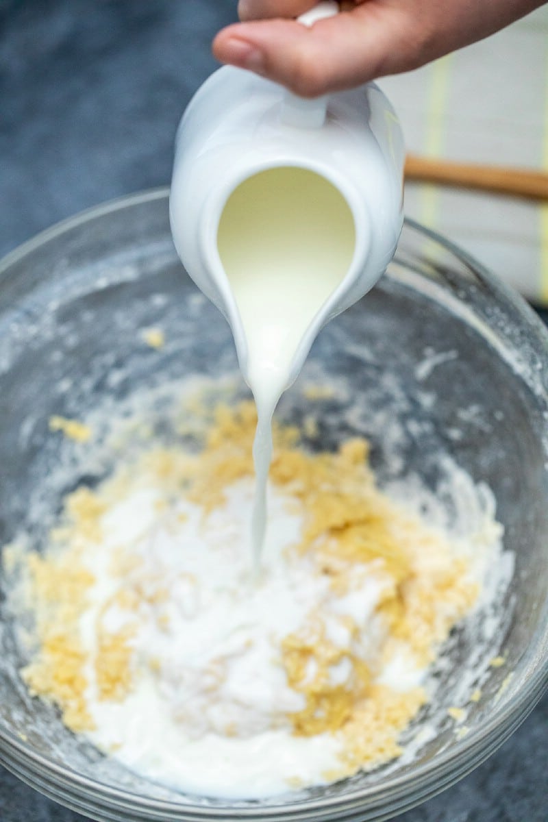 Adding cream to crepe batter