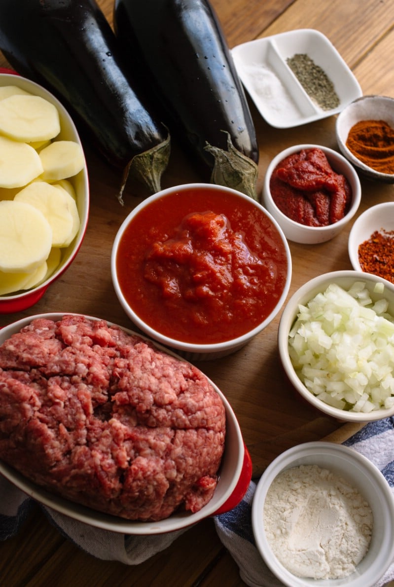 Ingredients for moussaka