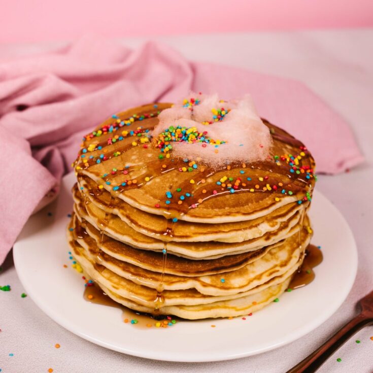 Stack of pancakes with sprinkles