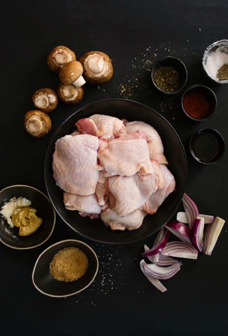 Ingredients for sheet pan chicken thighs