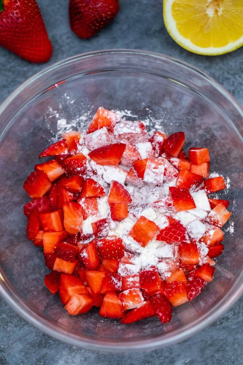 Strawberries coated in flour