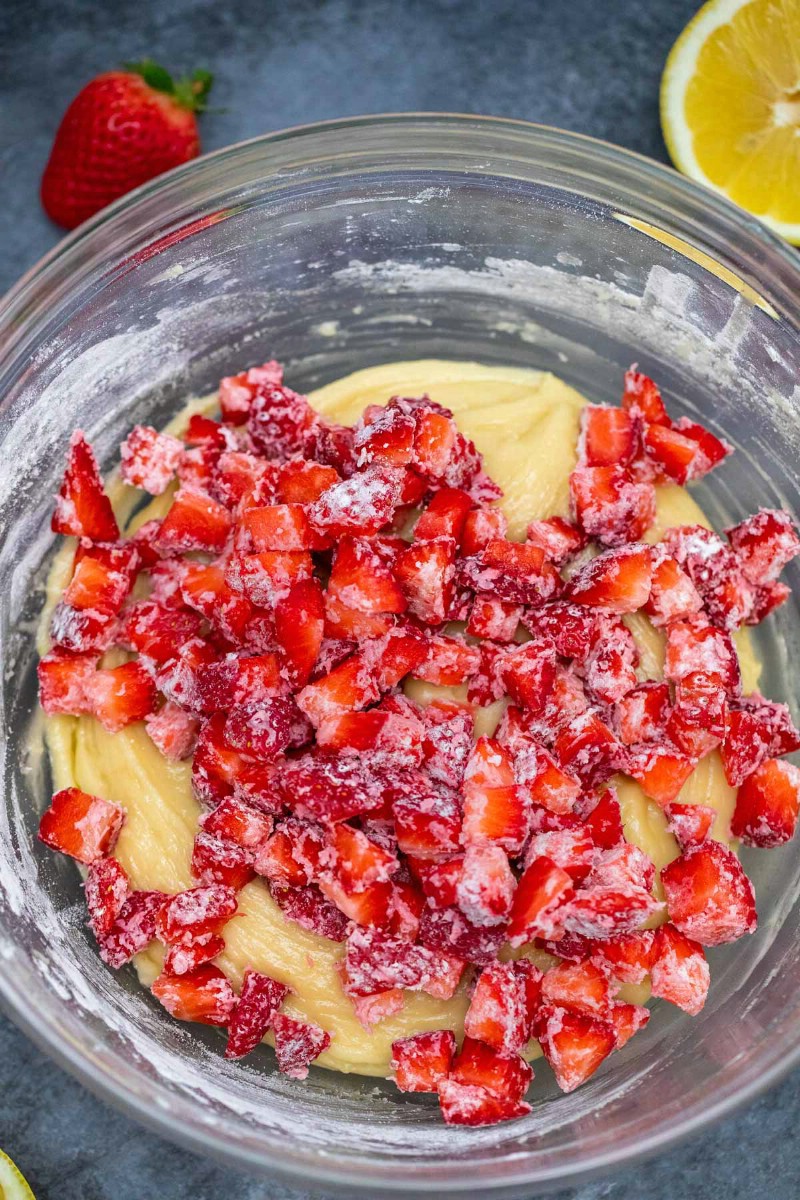 Adding berries to batter