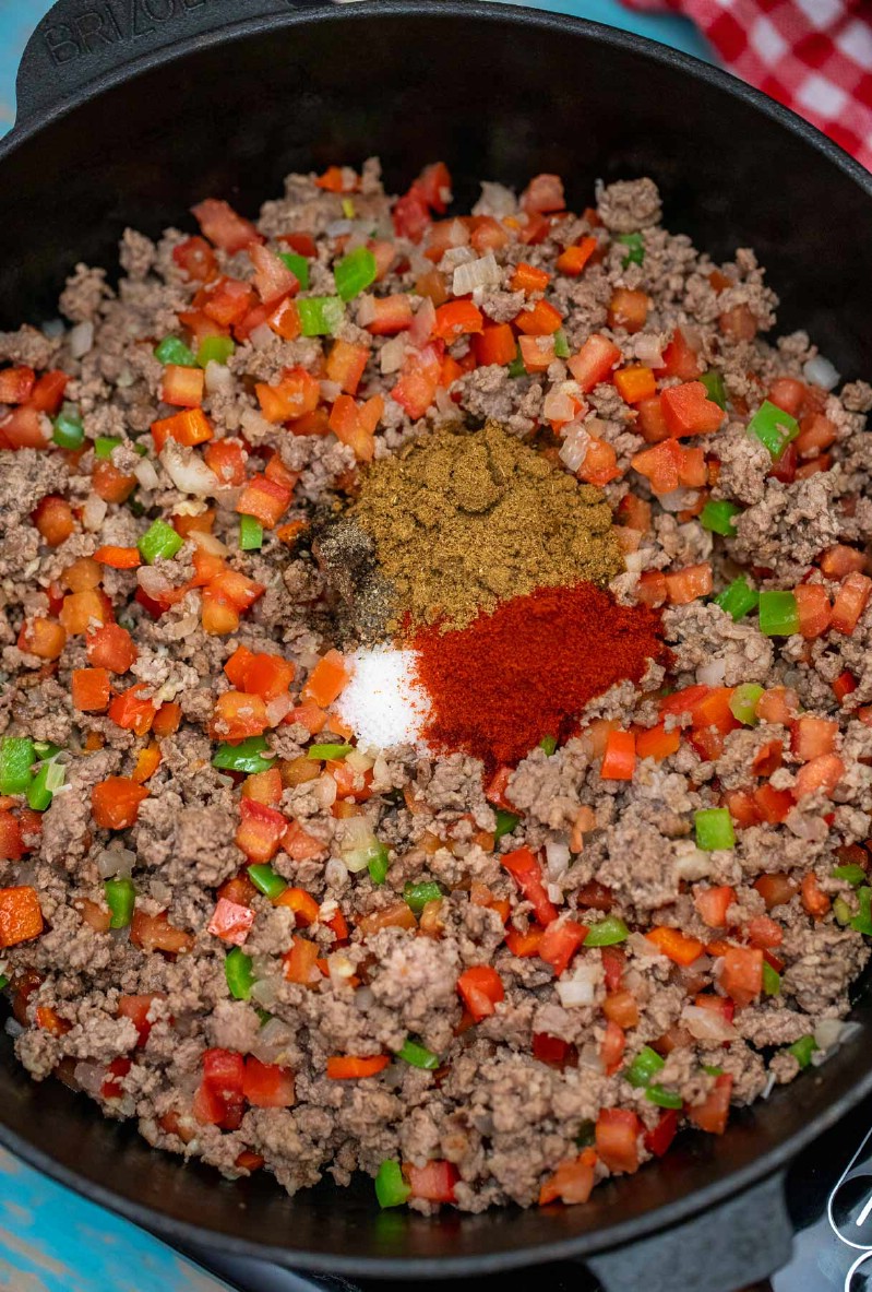 Adding spices to ground beef