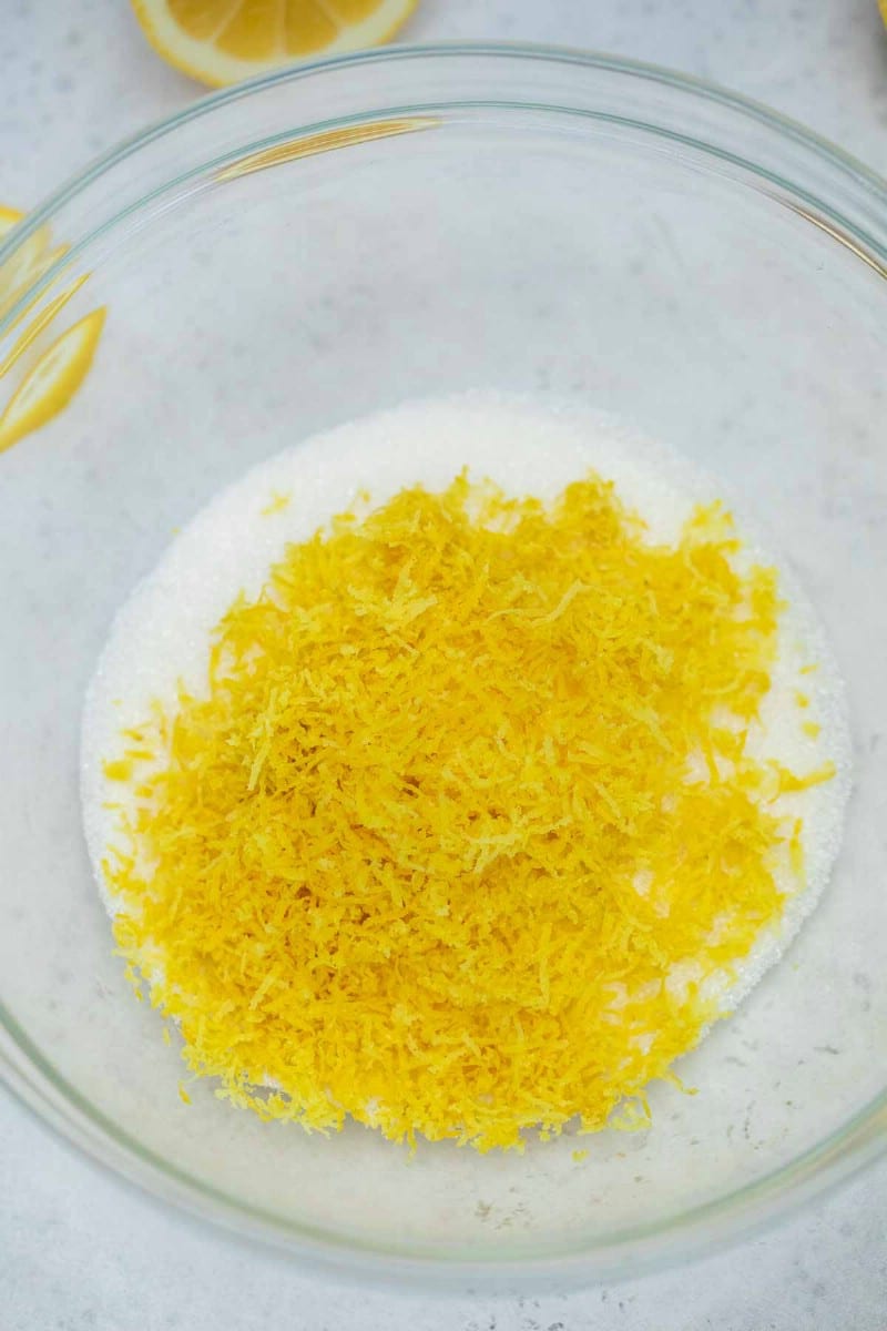 Sugar and zest in a bowl