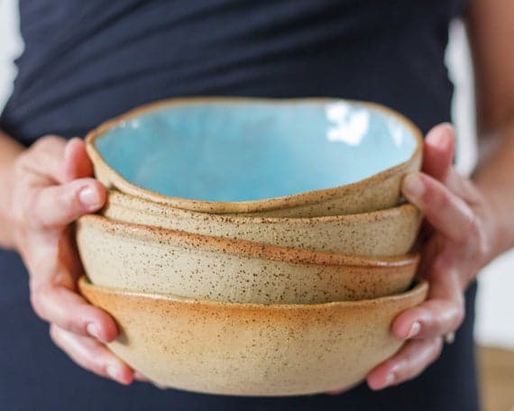 Modern Ceramic Bowls Blue Handmade Pottery Large Bowl | Etsy
