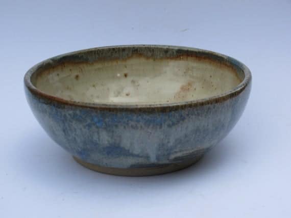 Handmade Stoneware Bowl Mottled Blue and Shino | Etsy