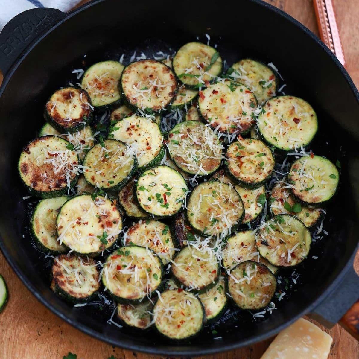 Cooked zucchini with parmesan