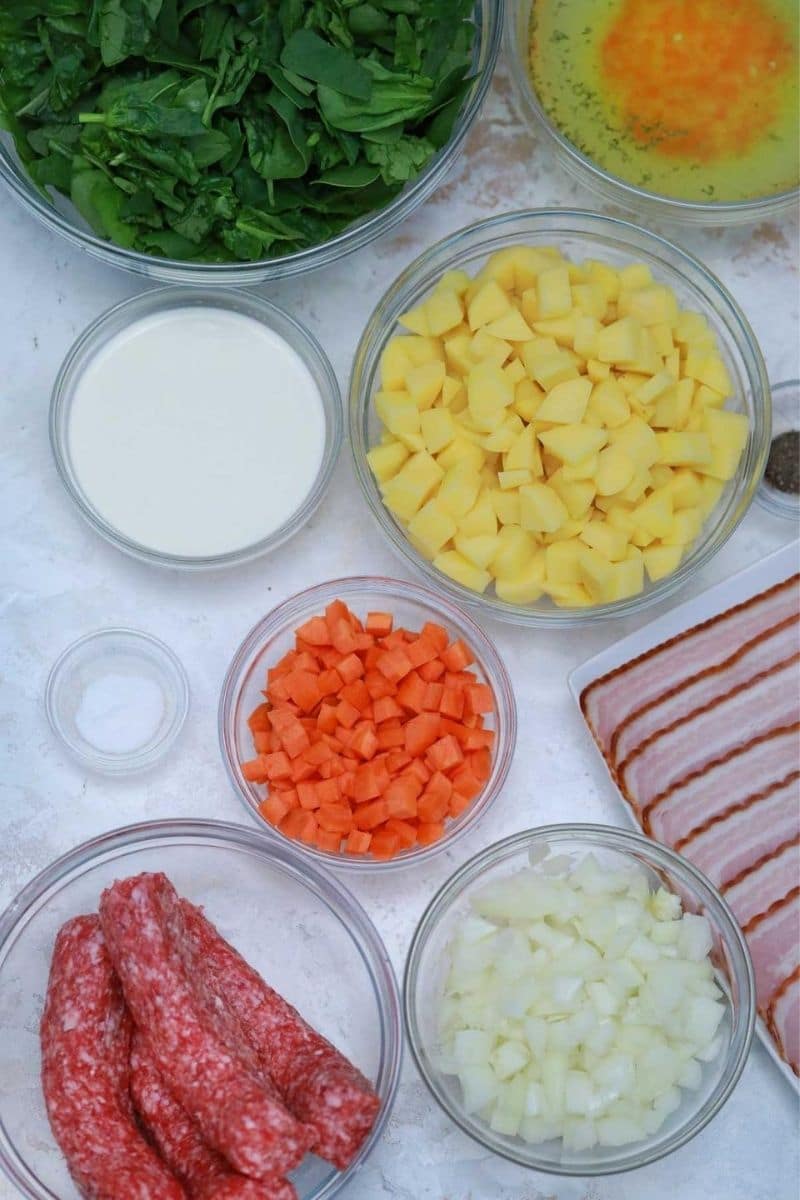 Ingredients for zuppa toscana