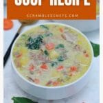 White bowl of zuppa toscana soup