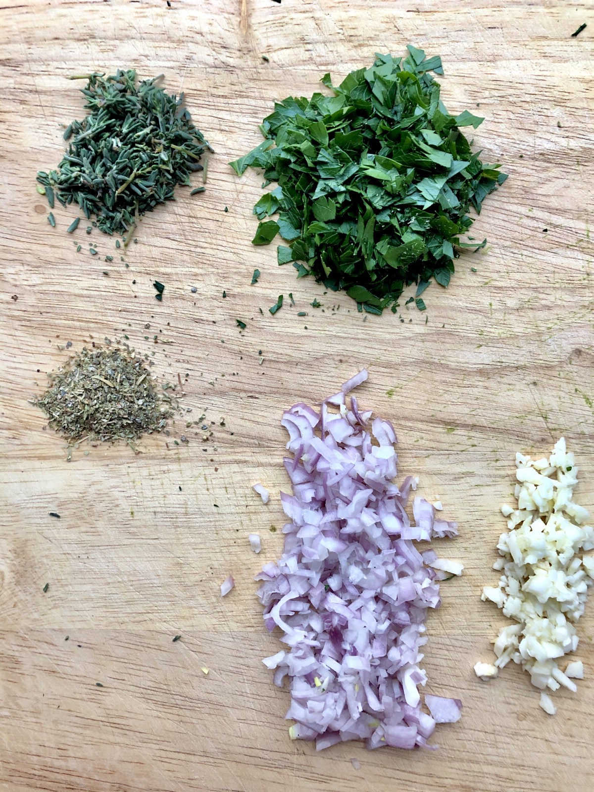 Spices on cutting board