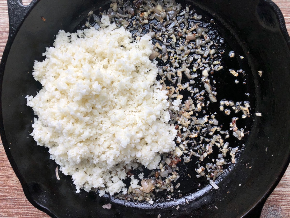 Rice in cast iron skillet