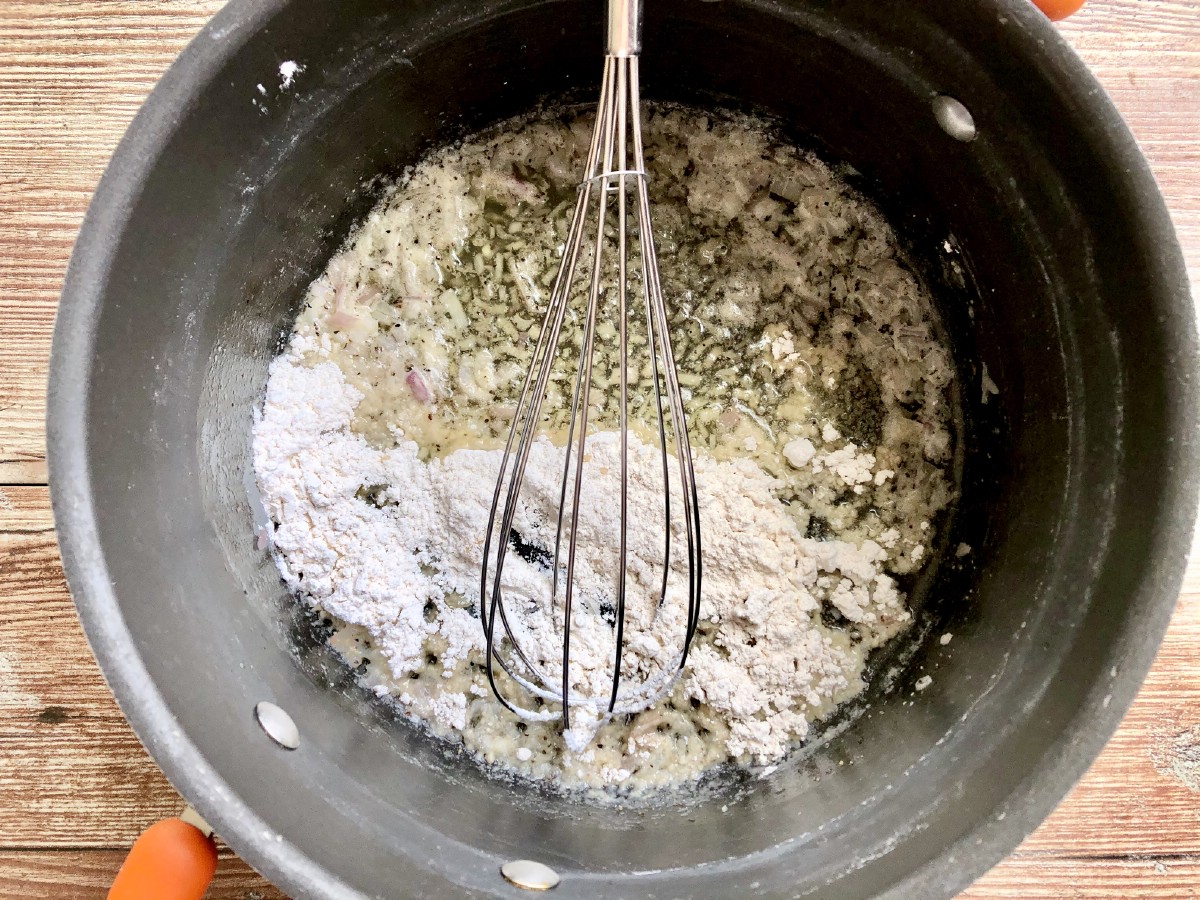 Flour and butter in skillet