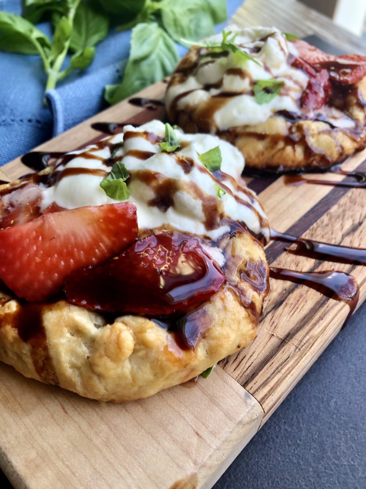 Strawberry balsamic galettes on cutting board