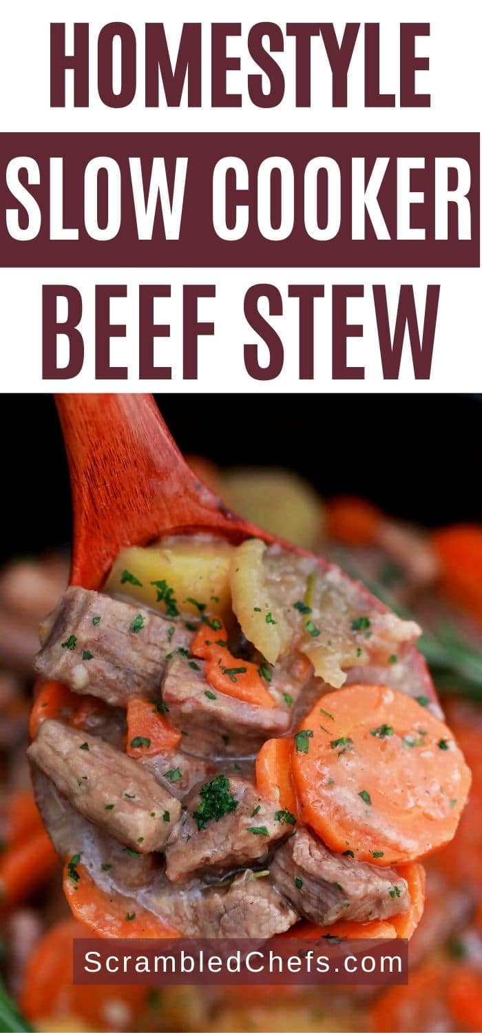 ooden spoon of beef stew