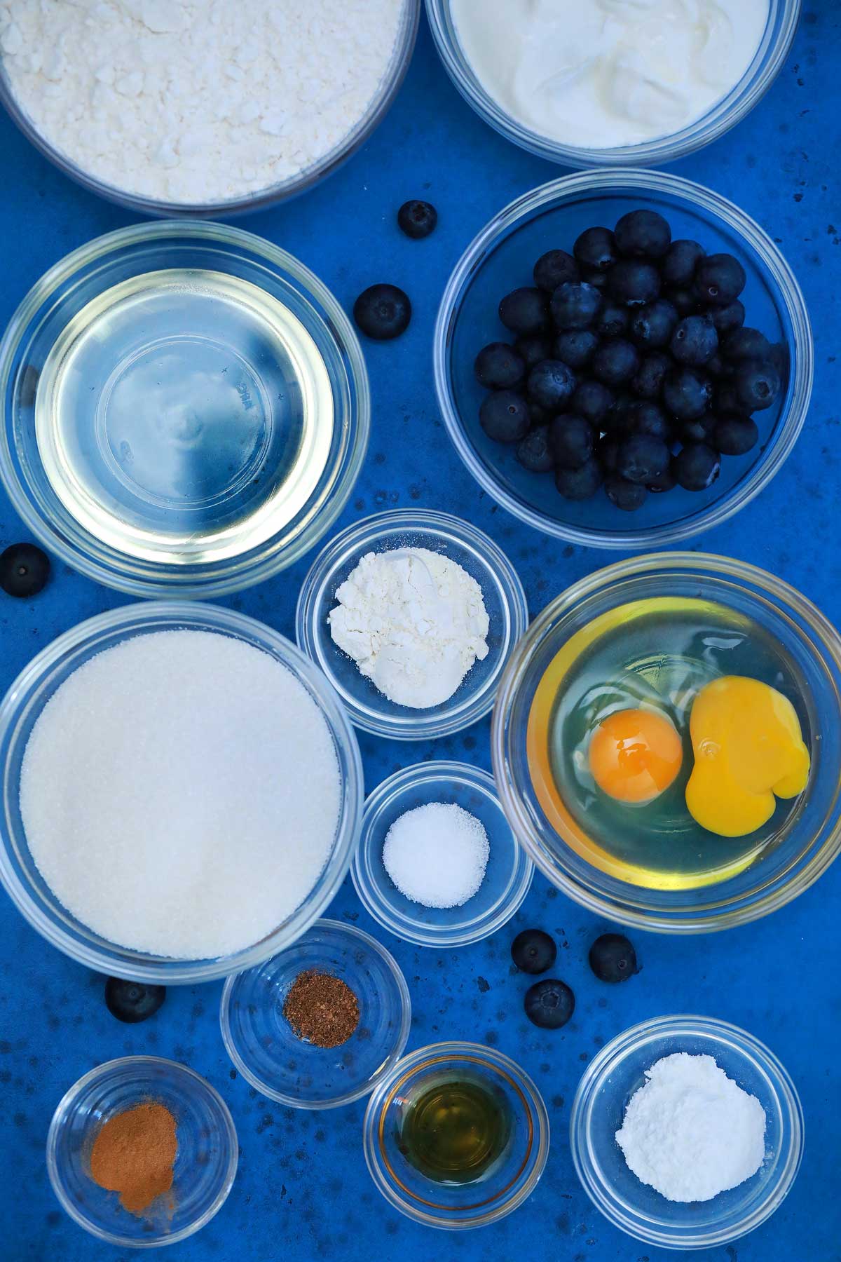 Ingredients for blueberry muffin