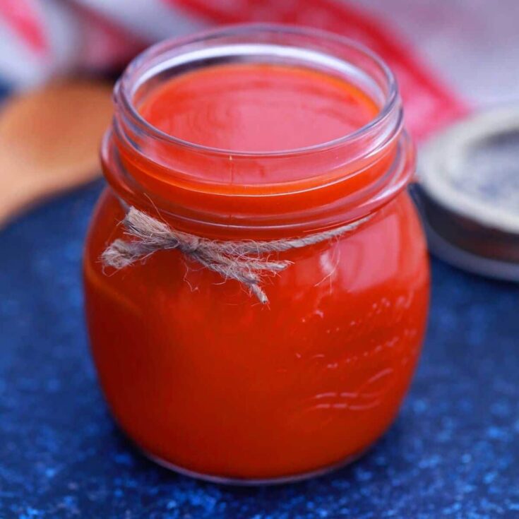 Homemade buffalo sauce in jar