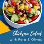 Chickepea salad in white bowl