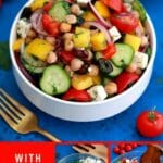 Greek chickpea salad collage