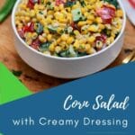 White bowl of corn salad