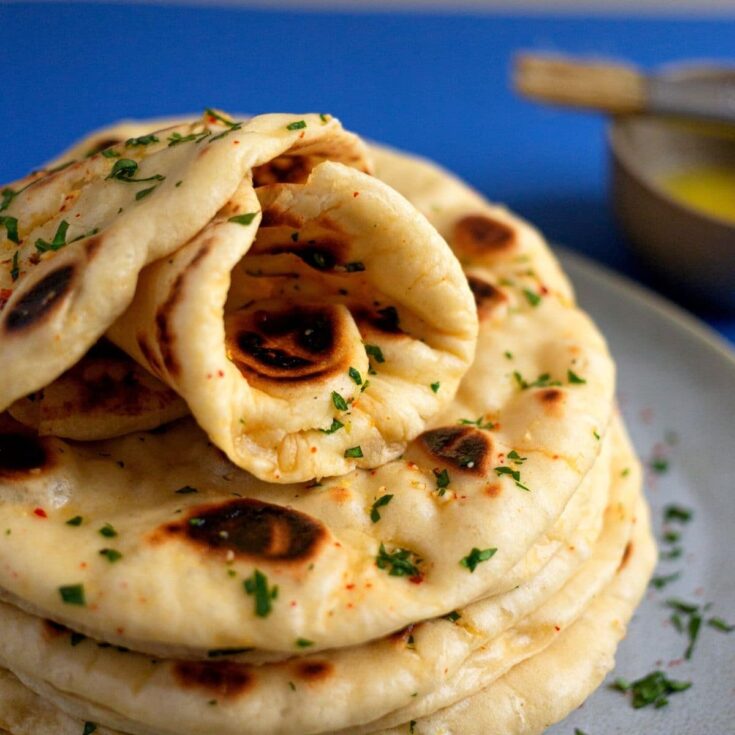 Naan rolled on top of stack