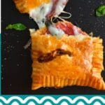 Pizza puff open with cheese melted