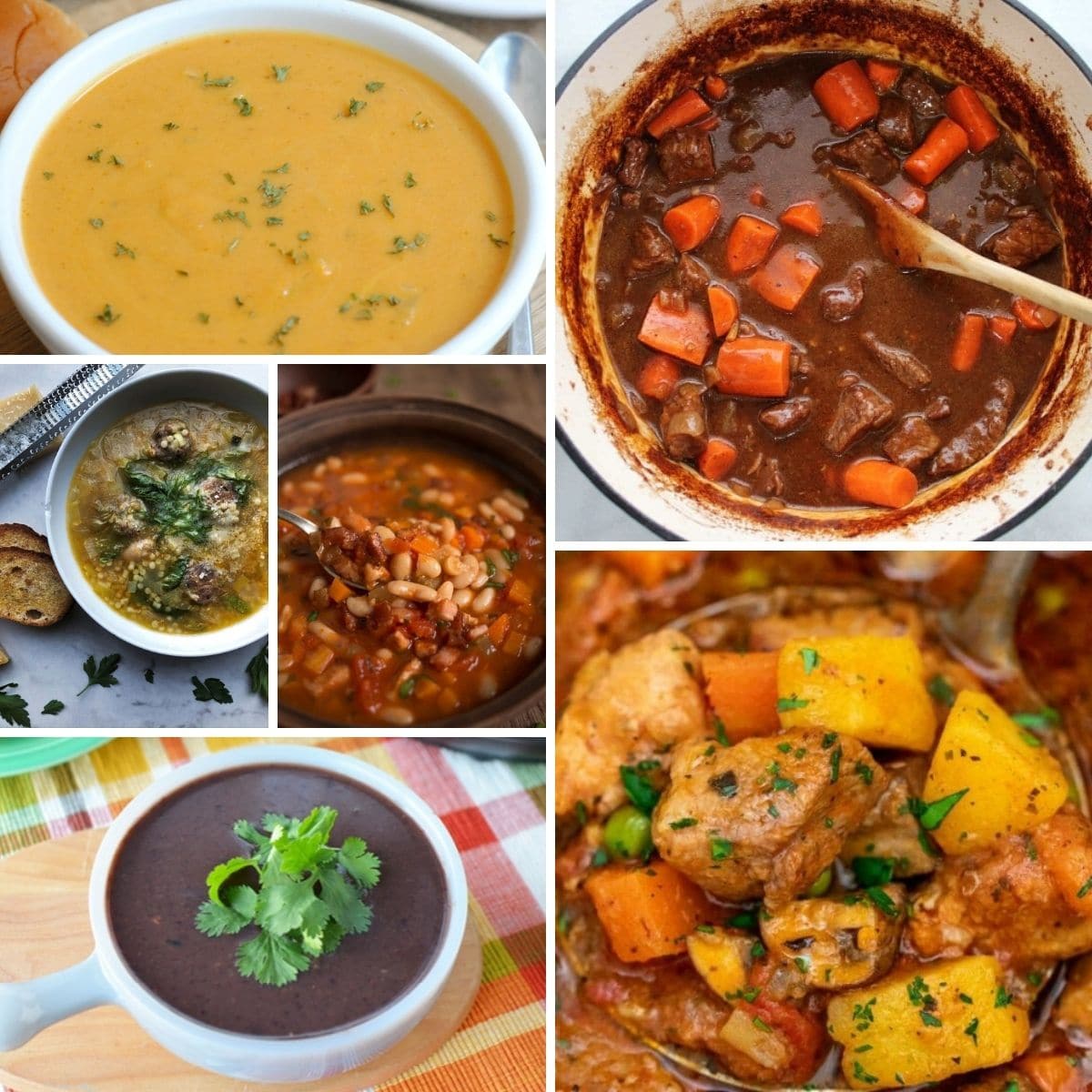 Soups and stews collage