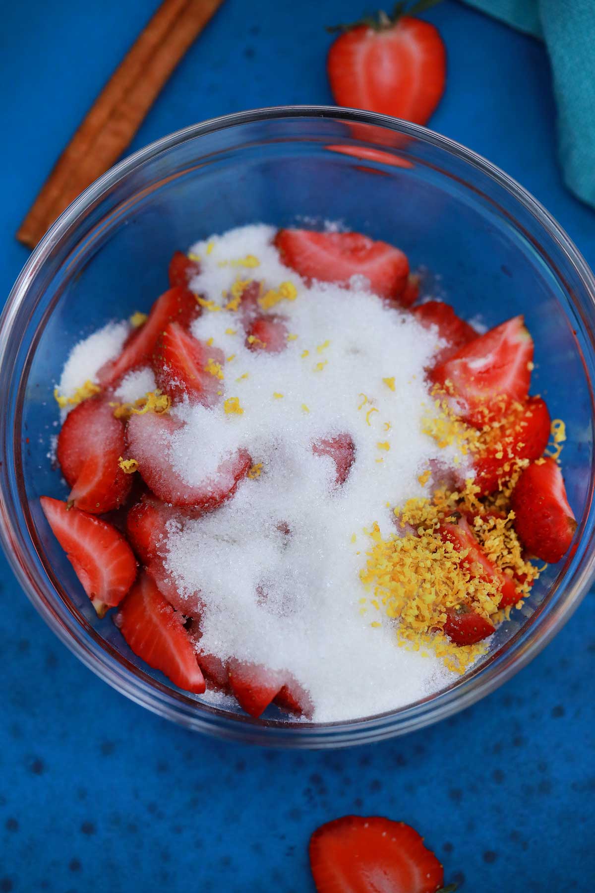 Strawberry ingredients in bowl