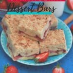 Strawberry bars on teal plate