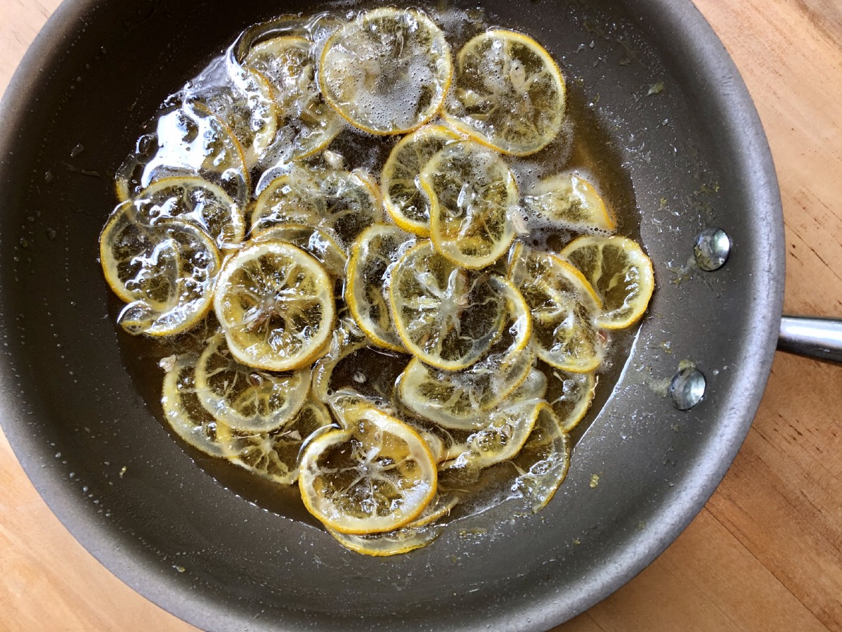 Lemon slices in skillet