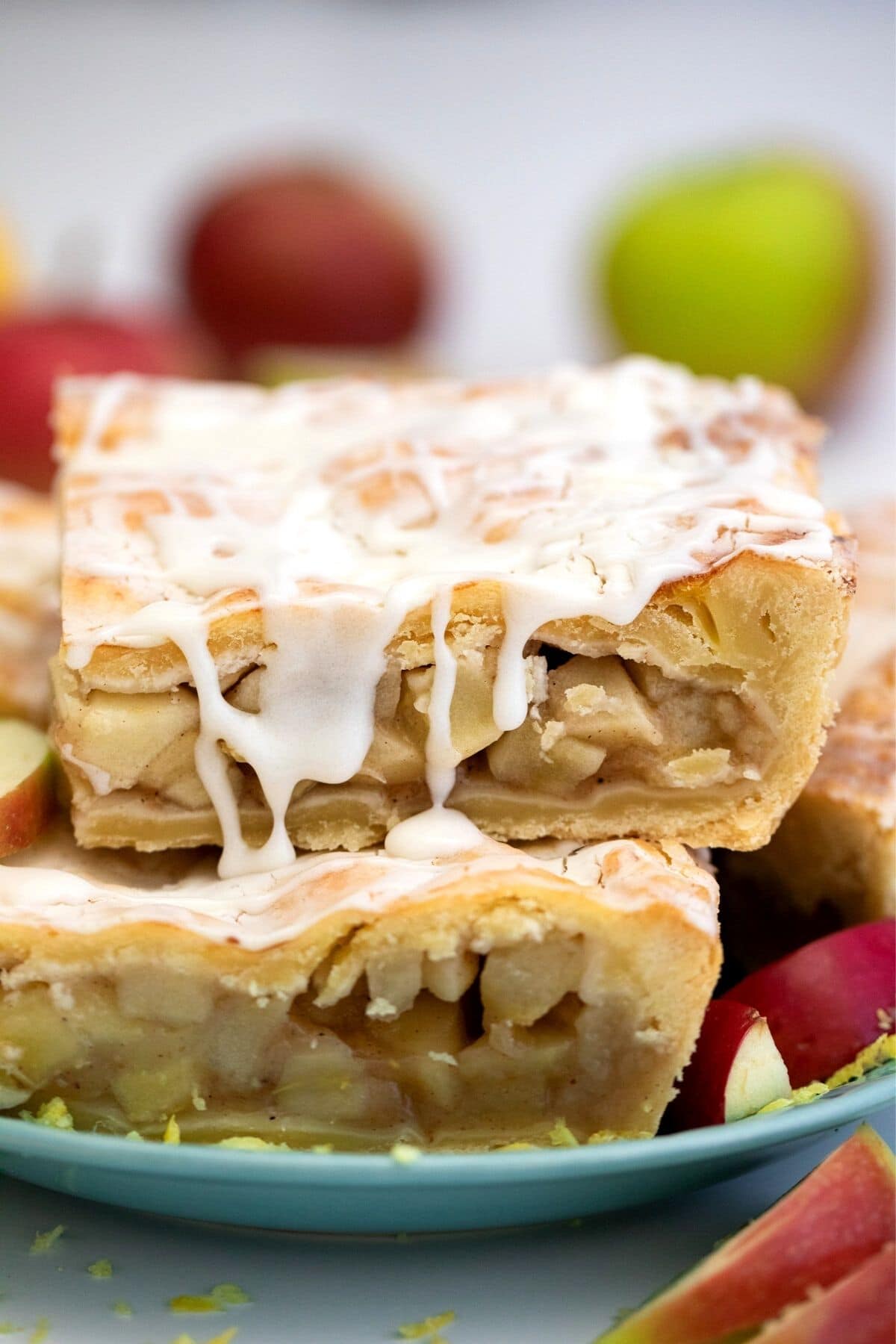 Apple slab pie stacked on plate