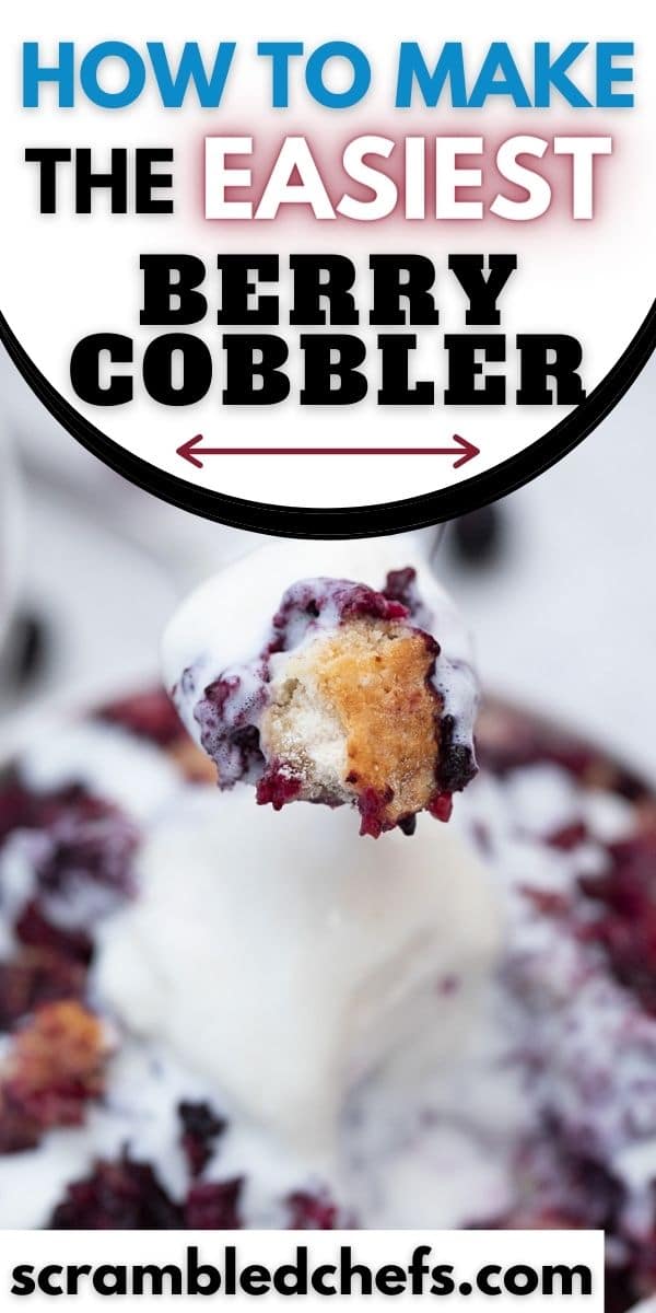 Spoon of cobbler and ice cream