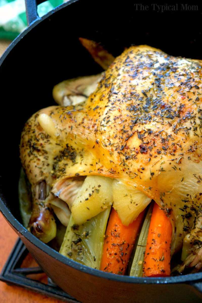 Whole chicken in dutch oven